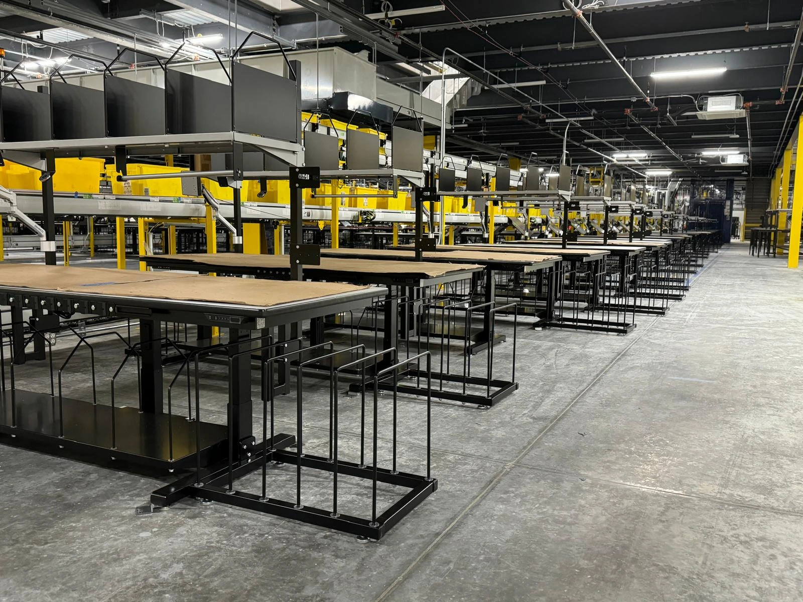 Rows of new workstations installed and aligned on a launch site, ready to run